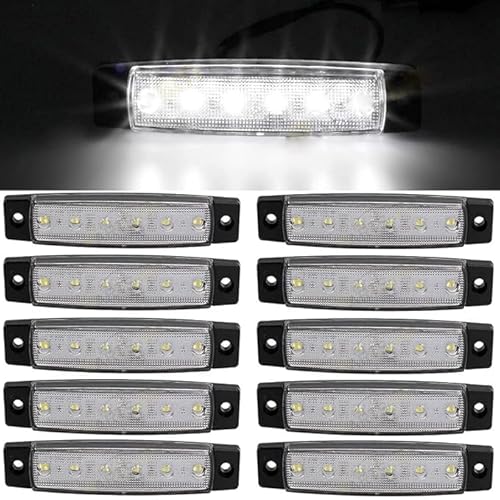 SHANJIA LKW-Lichter, 10 Stück, Seitenmarkierungsleuchten, 9 SMD, seitliche Positionsleuchten, seitliche Anzeige, Frontsignal, Rücklicht, 12 V - 24 V, für Auto, Camping, Van (weiß) von SHANJIA