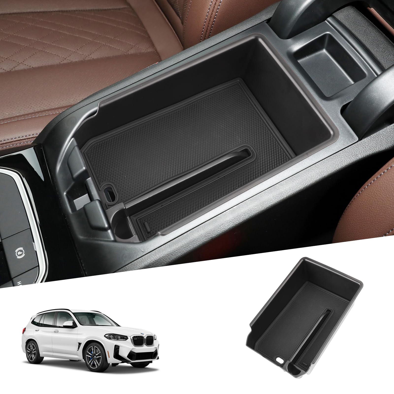 SHAOHAO Kompatibel mit BMW X3 G01 X4 G02 2018-2024 Mittelkonsole Armlehne Aufbewahrungsbox Zubehör Mittelarmlehne Organizer Tray, Multifunktionaler Handschuhfach bmw x3 g01 zubehör von SHAOHAO