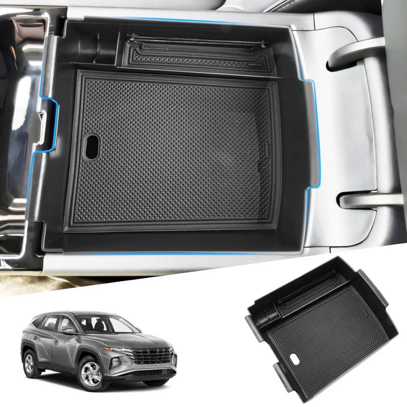 SHAOHAO Kompatibel mit Hyundai Tucson NX4 2025 2026 Mittelkonsole Armlehne Aufbewahrungsbox Mittelarmlehne Organizer Tray, Multifunktionaler Handschuhfach Hyundai Tucson Zubehör von SHAOHAO