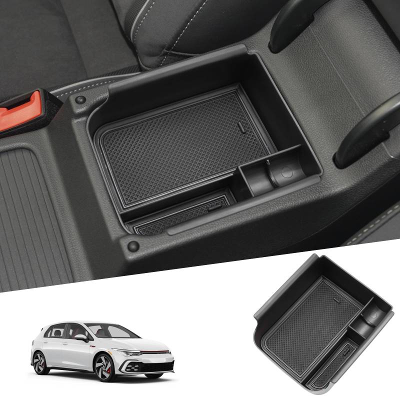 SHAOHAO Kompatibel mit VW GOLF MK8 2020-2024 Mittelkonsole Armlehne Aufbewahrungsbox Zubehör Mittelarmlehne Organizer Tray Multifunktionaler Handschuhfach GOLF MK8 von SHAOHAO