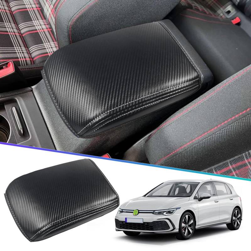 SHAOHAO Kompatibel mit VW Golf 8 MK8 GTI GTD GTE 2020 2021 2022 2023 2024 Mittelkonsole Armlehne Abdeckung Armrest protector cover golf 8 zubehör von SHAOHAO