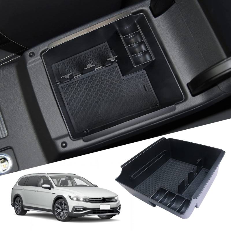 SHAOHAO Kompatibel mit VW Passat B8 2015-2023（ab BJ 11/2014, Typ 3G ）Mittelkonsole Armlehne Aufbewahrungsbox Mittelarmlehne Organizer Tray Multifunktionaler Handschuhfach passat b8 zubehör von SHAOHAO