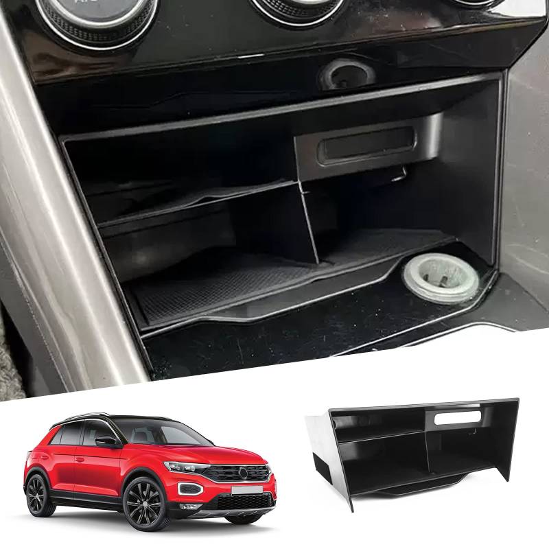 SHAOHAO Kompatibel mit VW T-ROC 2018-2022 2023 2024 Life Style R-Line Aufbewahrungsbox Organizer Mit Rutschhemmender Matte Mittelkonsole Zentrale Steuerung Auto Center Console Organizer T-ROC von SHAOHAO