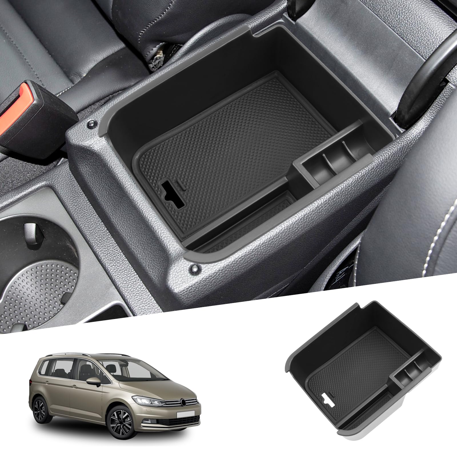 SHAOHAO Kompatibel mit VW Touran MK2 5T 2016-2024 2025/ VW Caddy 5 SB 2020-2025 Mittelkonsole Armlehne Aufbewahrungsbox Mittelarmlehne Organizer Tray Multifunktionaler vw touran zubehör von SHAOHAO