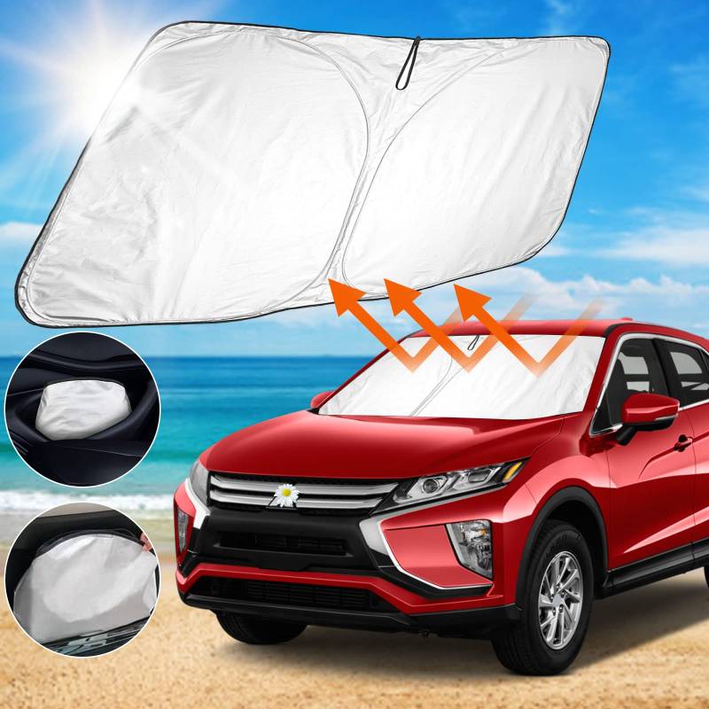 SHAOHAO Kompatibel mit Mitsubishi Eclipse Cross 2018-2022 2023 2024 Sonnenblende Gewebe Faltbare Sonnenblende, UV- und Hitzeschutz Sonnenblende, Windschutzscheibe Eclipse 2024 von SHAOHAO