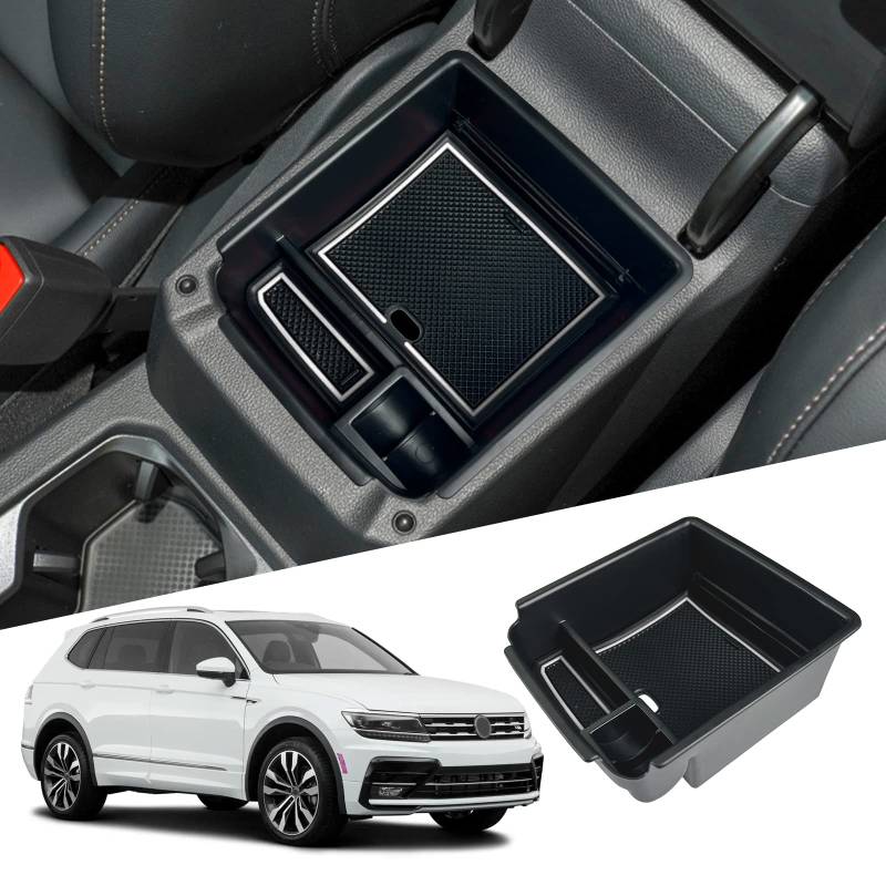 SHAOHAO Kompatibel mit VW Tiguan MK2 AD1 2016-2023 & SEAT Tarraco FR 2019-2023 Mittelkonsole Armlehne Aufbewahrungsbox Zubehör Mittelarmlehne Organizer Tray, Multifunktionaler Handschuhfach Weiß von SHAOHAO