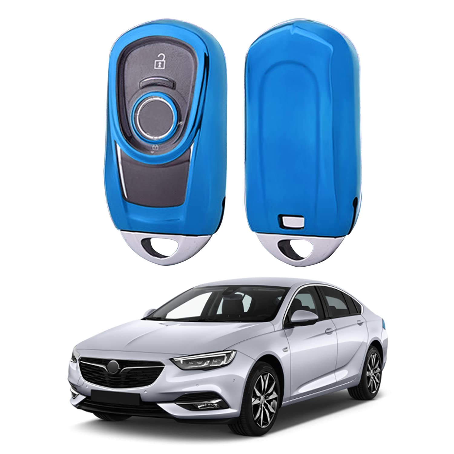 SHAOHAO Schlüssel Hülle für Opel Insignia B/Corsa E/Astra K TPU Silikon Autoschlüssel Schlüsselhülle Autofernbedienungen Schutzhülle Autoschlüssel Cover schlüsselcover Blau von SHAOHAO