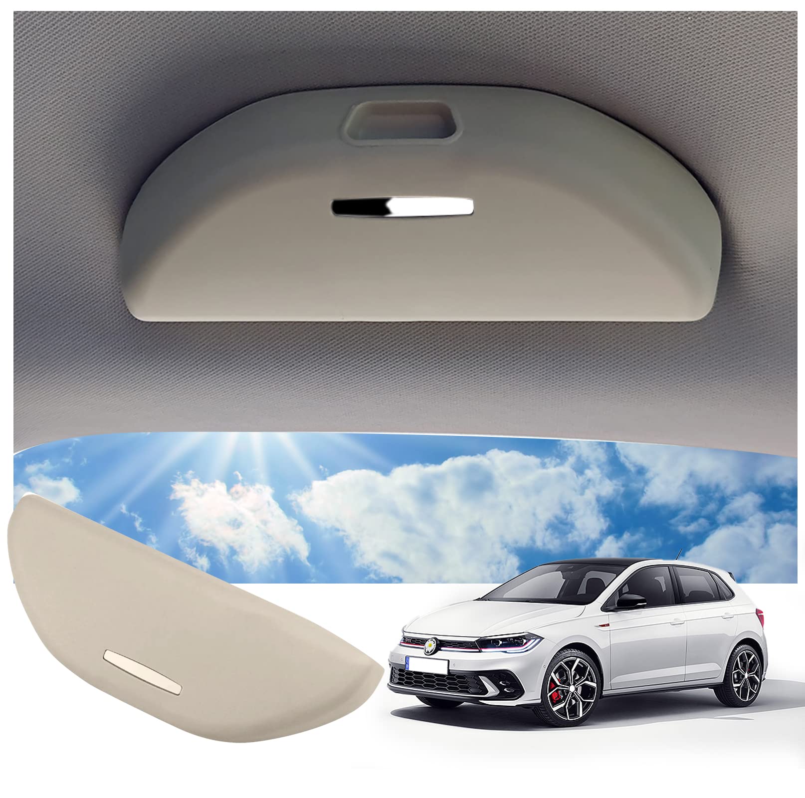 SHAOHAO Sonnenbrillenhalter Brillenetui für SEAT Leon 5F/MK3 & V*W Polo & Skoda Octavia MK3 5E / Superb MK3 / Rapid (NH1/2/3)(Beige) Auto Brillenhalter Auto Glasses Case Holder Brillenetui Käfig von SHAOHAO