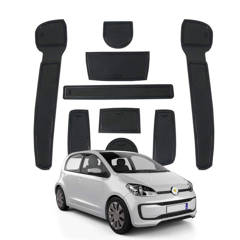 SHAOHAO Kompatibel mit V W Up Anti-Staub rutschfeste Innentür, Tasse, Arm Box, lagerung Matte Innentür Gummimatten Zubehör vw up zubehör Schwarz von SHAOHAO