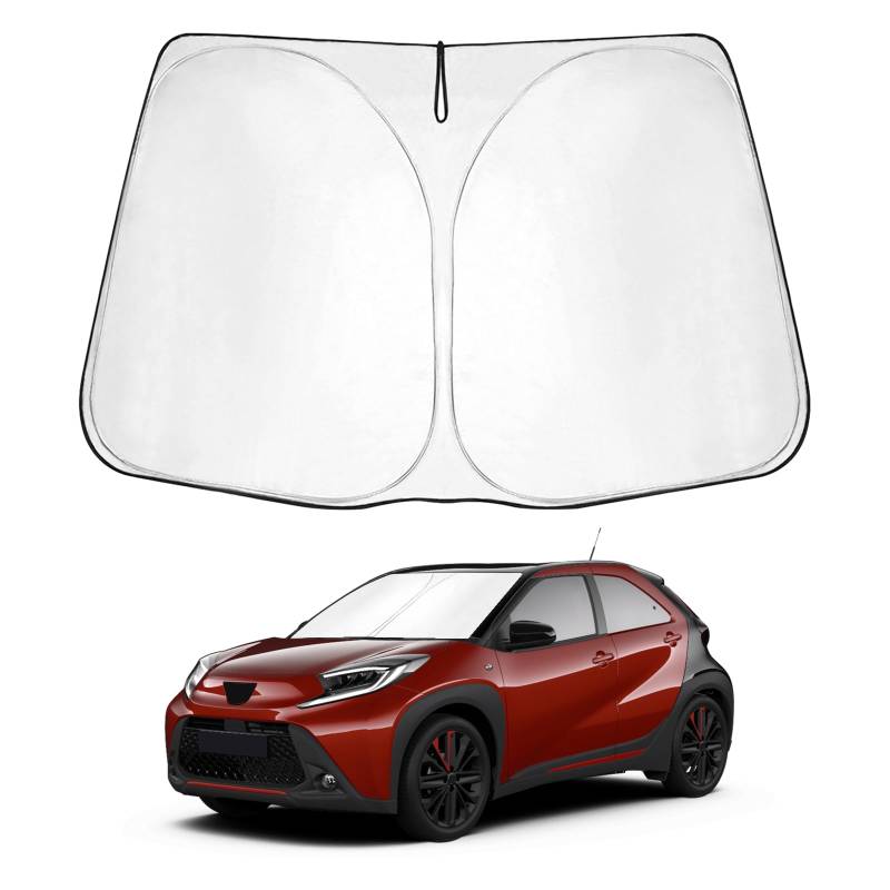 SHAOHAO kompatibel mit Toyota Aygo X 2022 2023 2024 Sonnenblende Silber beschichtetes Gewebe Faltbare Sonnenblende, UV- und Hitzeschutz Sonnenblende, Windschutzscheibe Aygo X von SHAOHAO