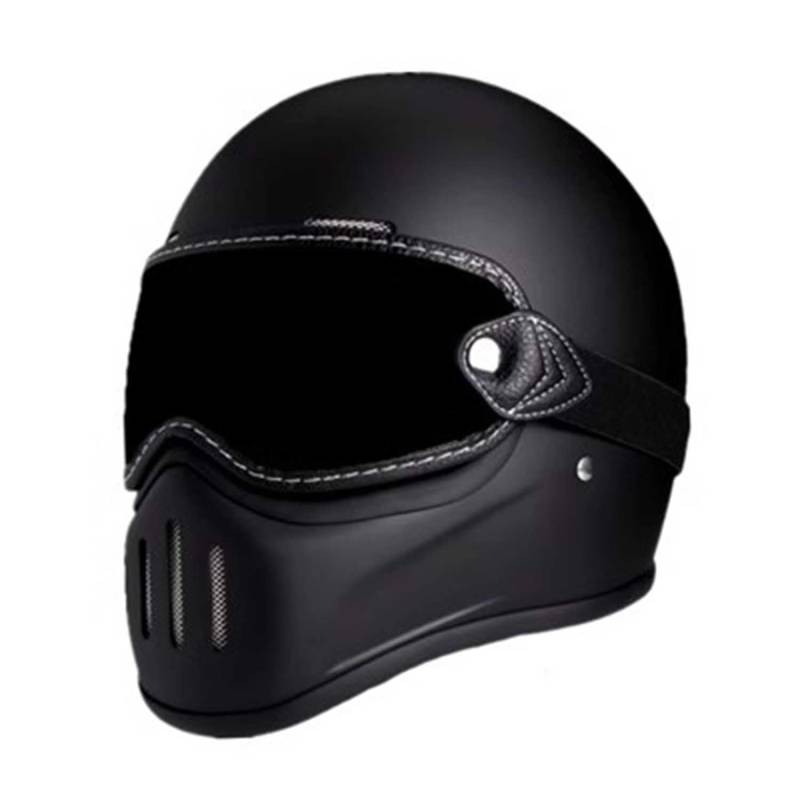 Retro Motorrad Integralhelme Herren Damen, Mit Schutzbrille Vintage Motorradhelm DOT/ECE-Zugelassen, Street Motorrad Lokomotive Helme, Offener Helm Für ATV UTV ,XXL=(63-64cm),E von SHAPLE