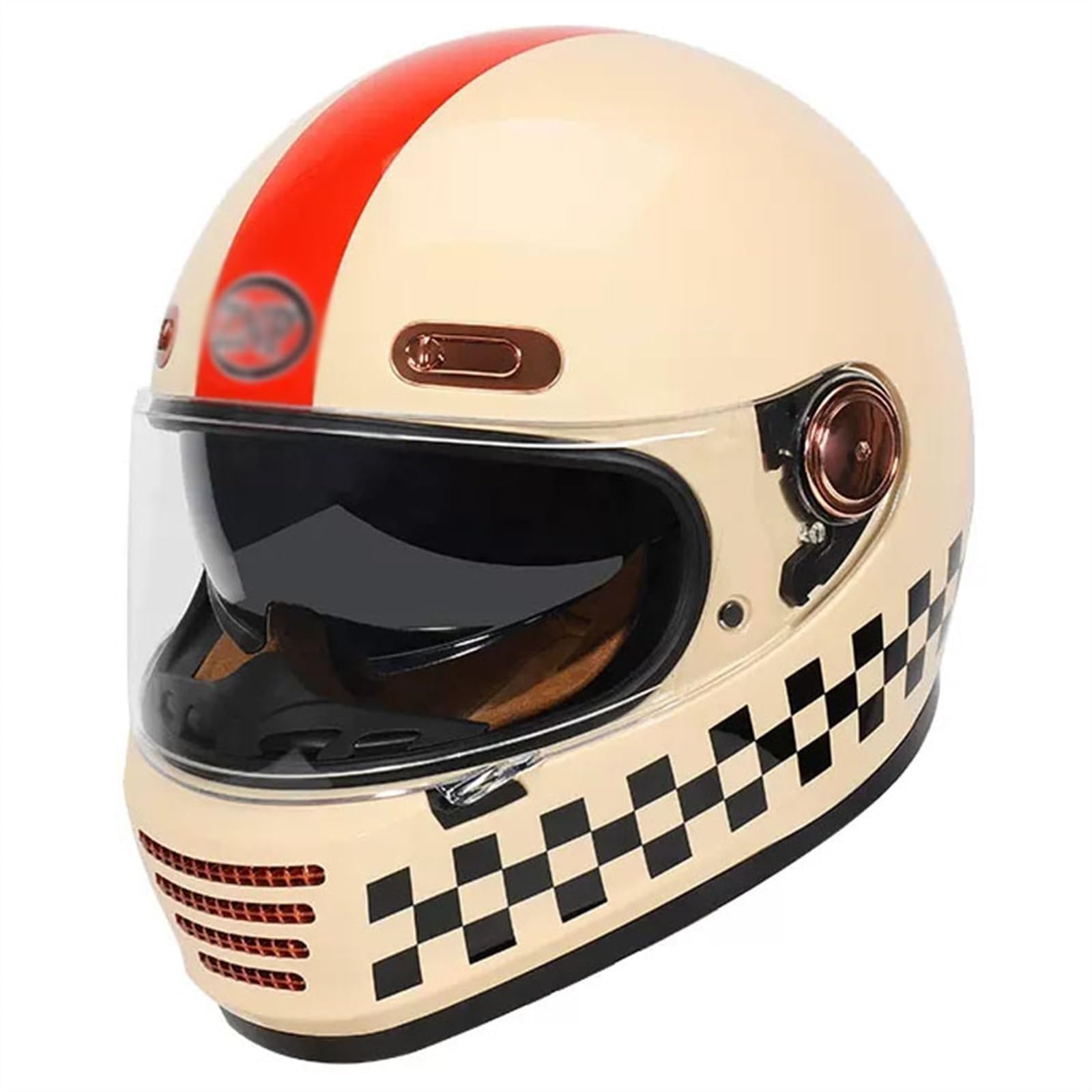 Retro Motorrad Motocrosshelme, Vintage Motorrad Integralhelme Mit Visier, Herren Damen Motorradhelm DOT/ECE-Zulassung, Lokomotive Offener Helme, ATV UTV Helme ( Color : C , Size : L=(59-60cm) ) von SHAPLE