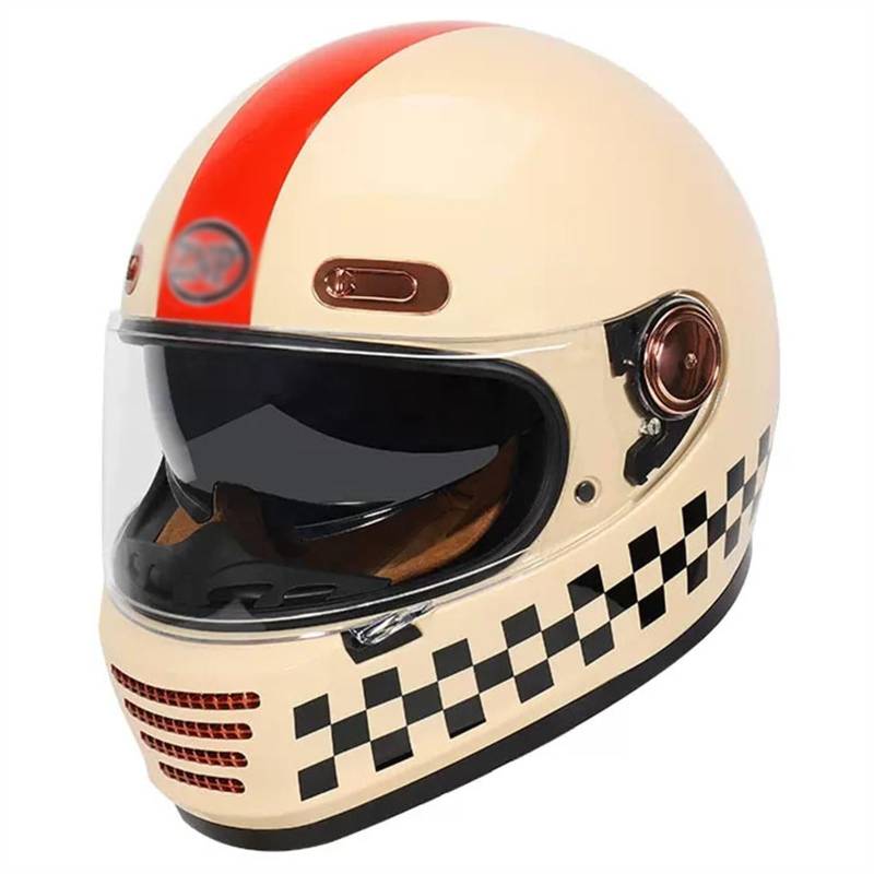 Retro Motorrad Motocrosshelme, Vintage Motorrad Integralhelme Mit Visier, Herren Damen Motorradhelm DOT/ECE-Zulassung, Lokomotive Offener Helme, ATV UTV Helme ( Color : C , Size : M=(57-58cm) ) von SHAPLE