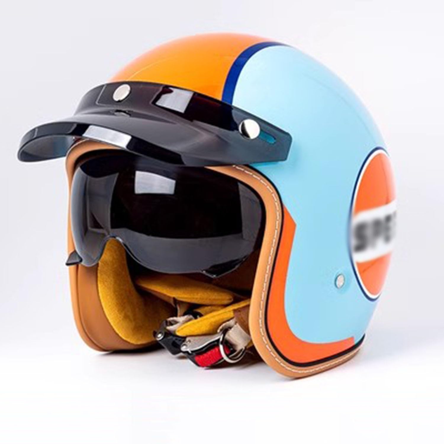 Retro Motorradhelm Herren Damen, Vintage Motorrad Halbhelme Mit Schwarzer Krempe, Motorrad 3/4 Helm, Halboffener Helm DOT/ECE-Zulassung, Offener Helme Für Chopper Scooter ( Color : A , Size : M=(57-58 von SHAPLE