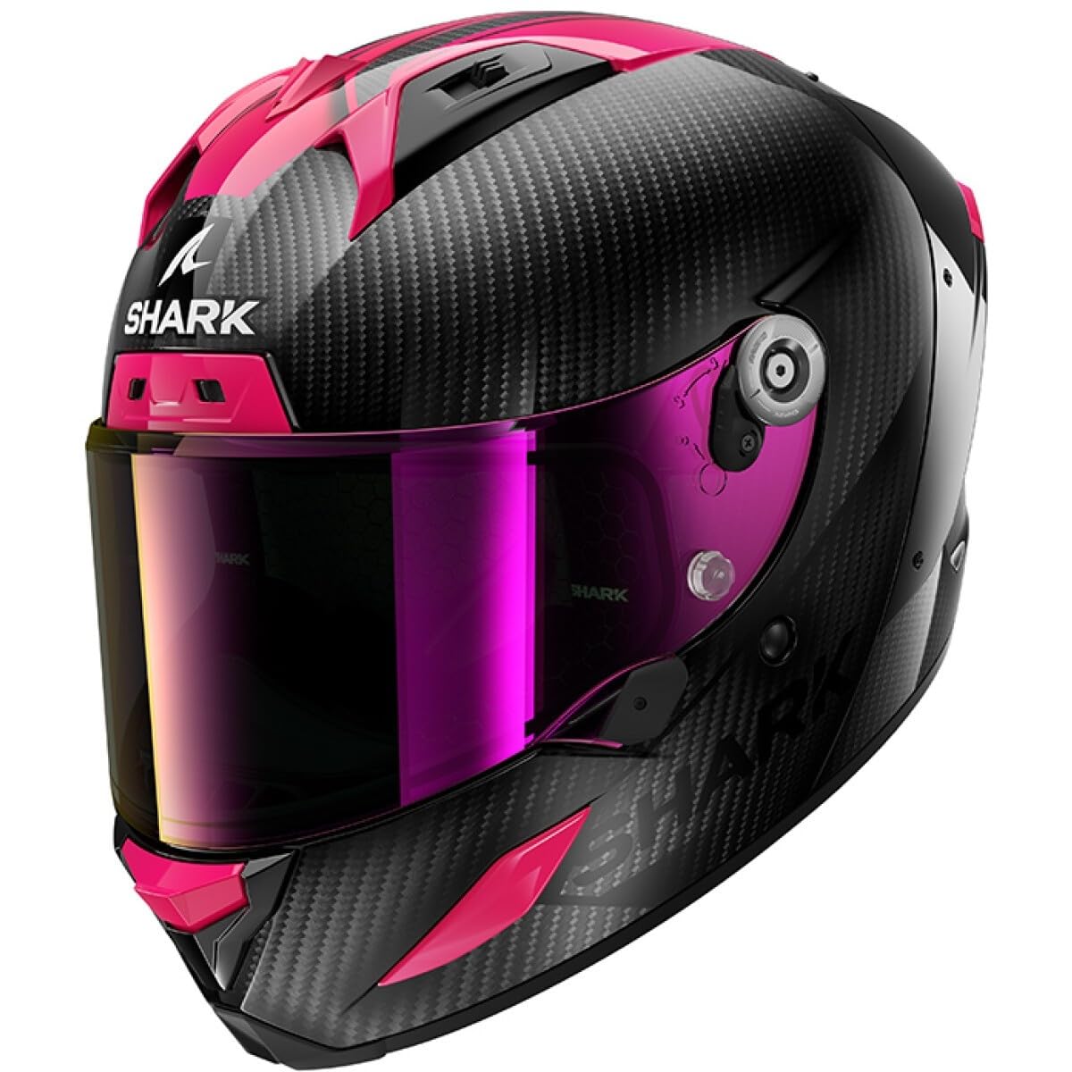 SHARK, Integraler Motorradhelm AERON CARBON SKIN Violet Blue DVB, M von SHARK