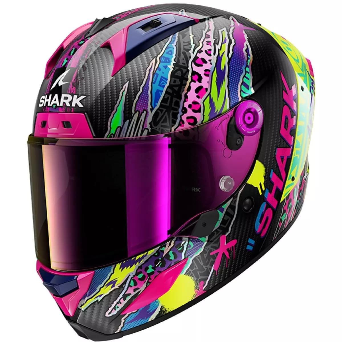 SHARK, Integraler Motorradhelm AERON FAWN Carbon Violet Yellow DVY, S von SHARK