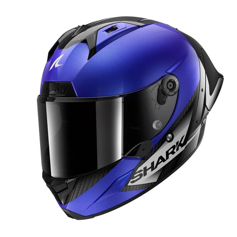 SHARK, Integraler Motorradhelm AERON-GP BLANK SP Carbon Blue Anthracite, L von SHARK