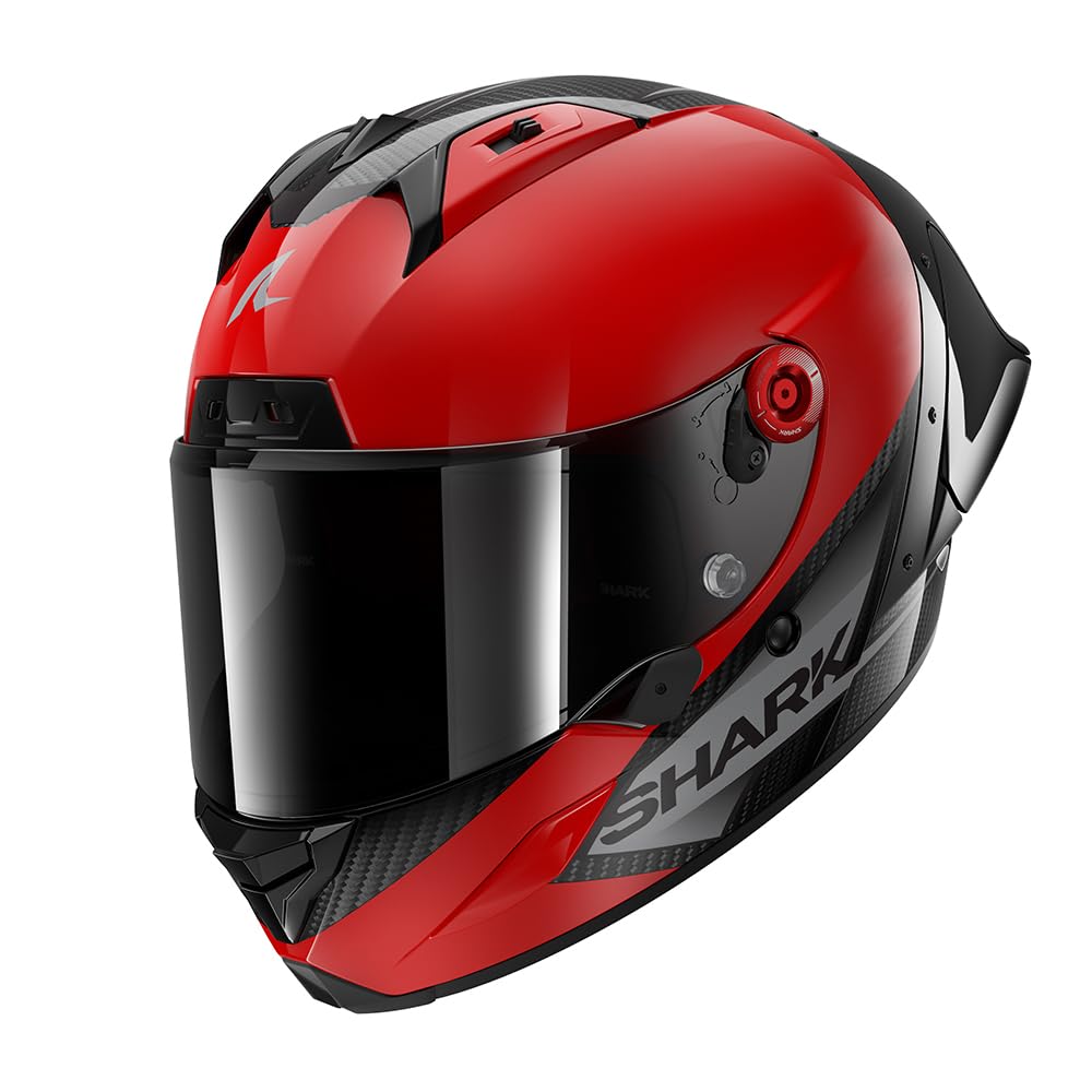 SHARK Unisex Aeron-GP BLANK SP DRA Integraler Motorradhelm, Carbon Red Anthracite, L von SHARK