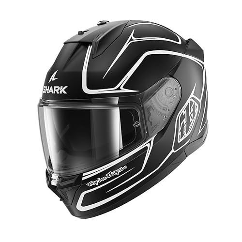 SHARK, Integraler Motorradhelm D-SKWAL 3 DRONE x TROY LEE DESIGN Mat Black White Black, M von SHARK