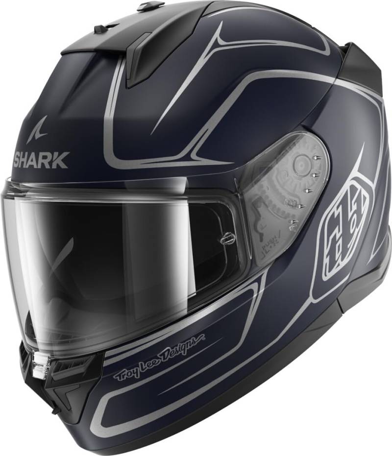 SHARK, Integraler Motorradhelm D-SKWAL 3 Drone x Troy LEE Design Mat Blue Silver Blue, S von SHARK