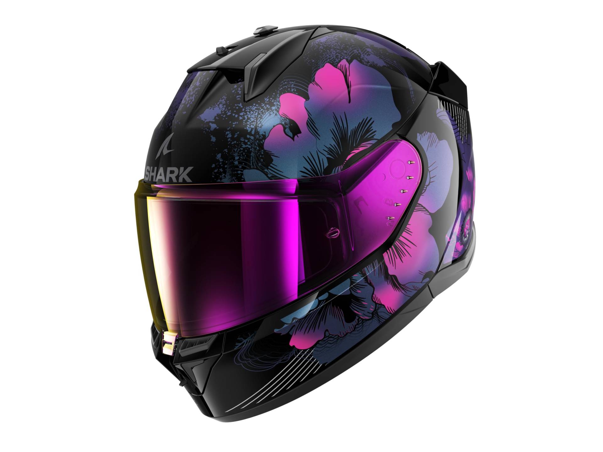 SHARK, Integraler Motorradhelm D-SWKAL 3 MAYFER, Black violet glitter KVX, Größe M von SHARK