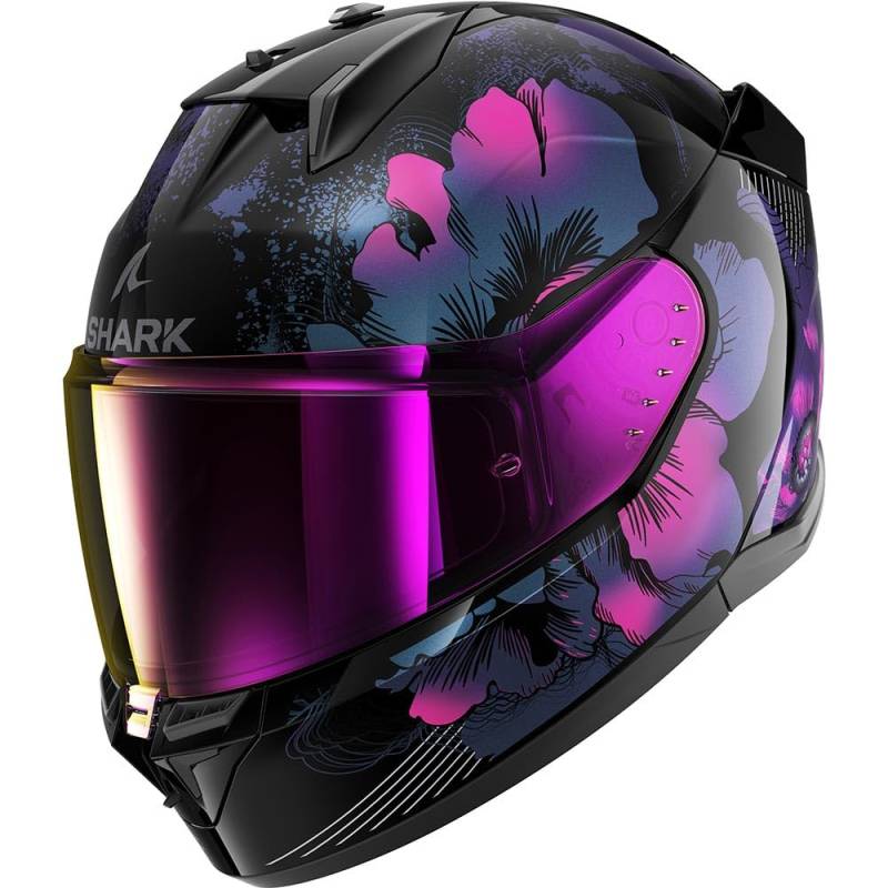 SHARK, Integraler Motorradhelm D-SWKAL 3 MAYFER, Black violet glitter KVX, Größe XS von SHARK