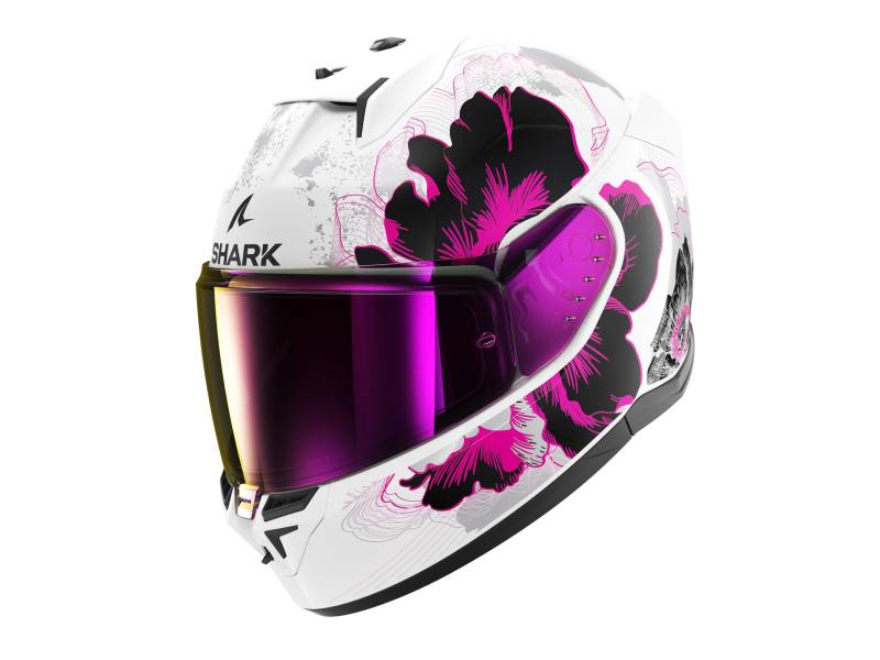 SHARK, Integraler Motorradhelm D-SWKAL 3 MAYFER, White violet anthracite WVA, Größe M von SHARK