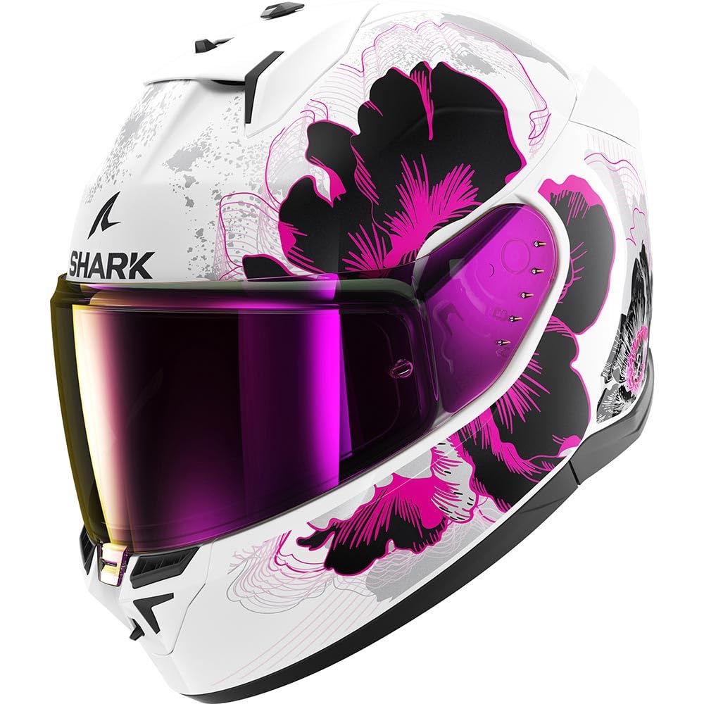 SHARK, Integraler Motorradhelm D-SWKAL 3 MAYFER, White violet anthracite WVA, Größe XS von SHARK