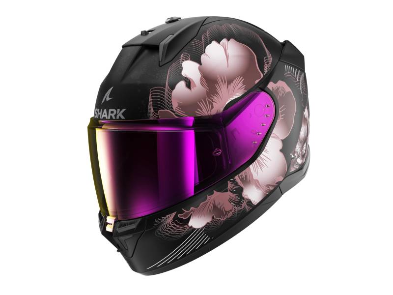 SHARK, Integraler Motorradhelm D-SWKAL 3 MAYFER Mat, Black violet gold KVQ, Größe M von SHARK