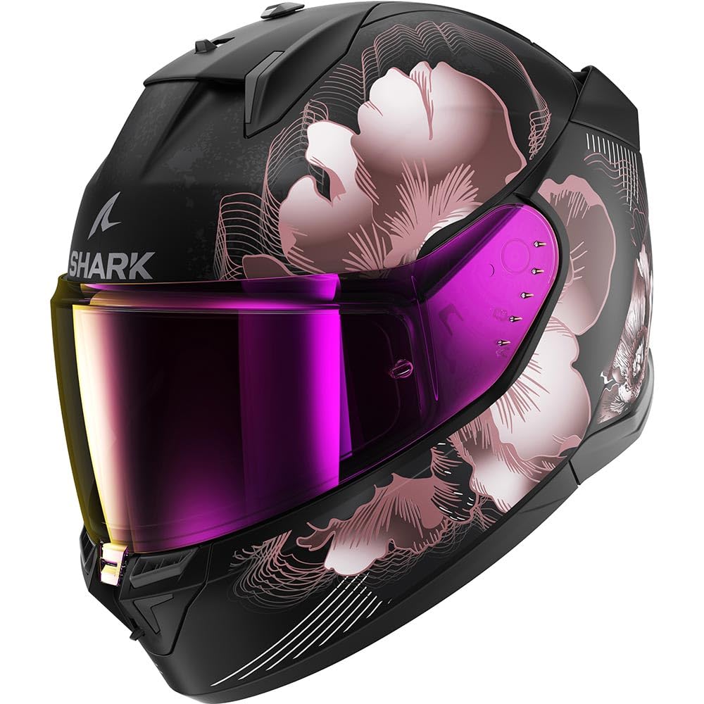 SHARK, Integraler Motorradhelm D-SWKAL 3 MAYFER Mat, Black violet gold KVQ, Größe XS von SHARK