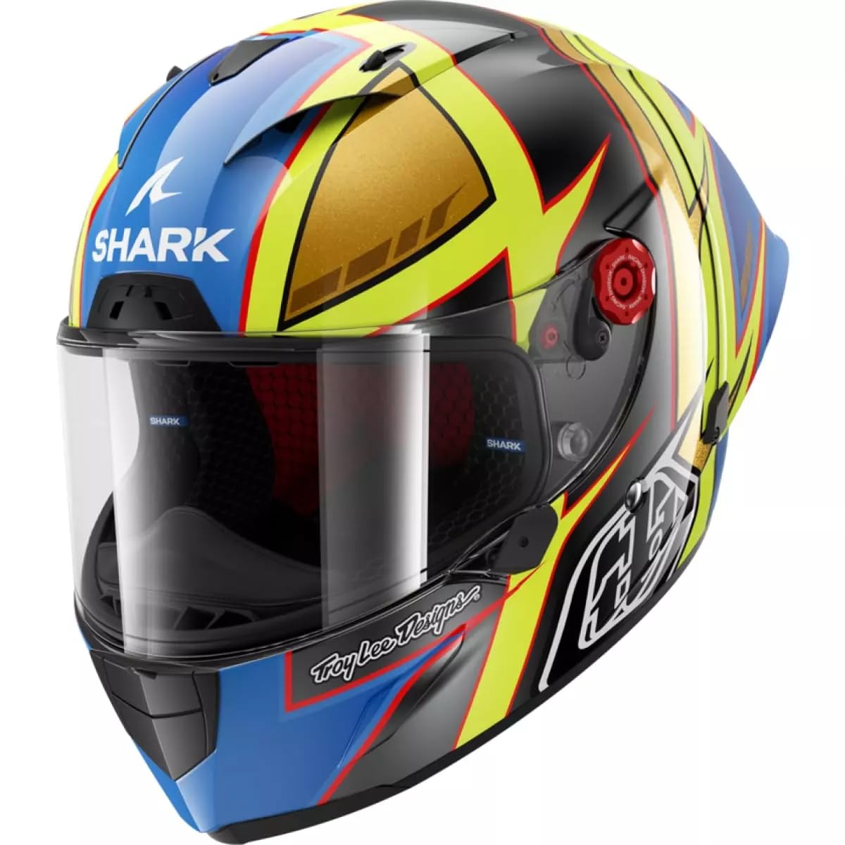 SHARK, Integraler Motorradhelm RACE-R PRO GP REPLICA CAM PETERSEN x TROY LEE DESIGNS Anthracite Yellow Blue, XS von SHARK