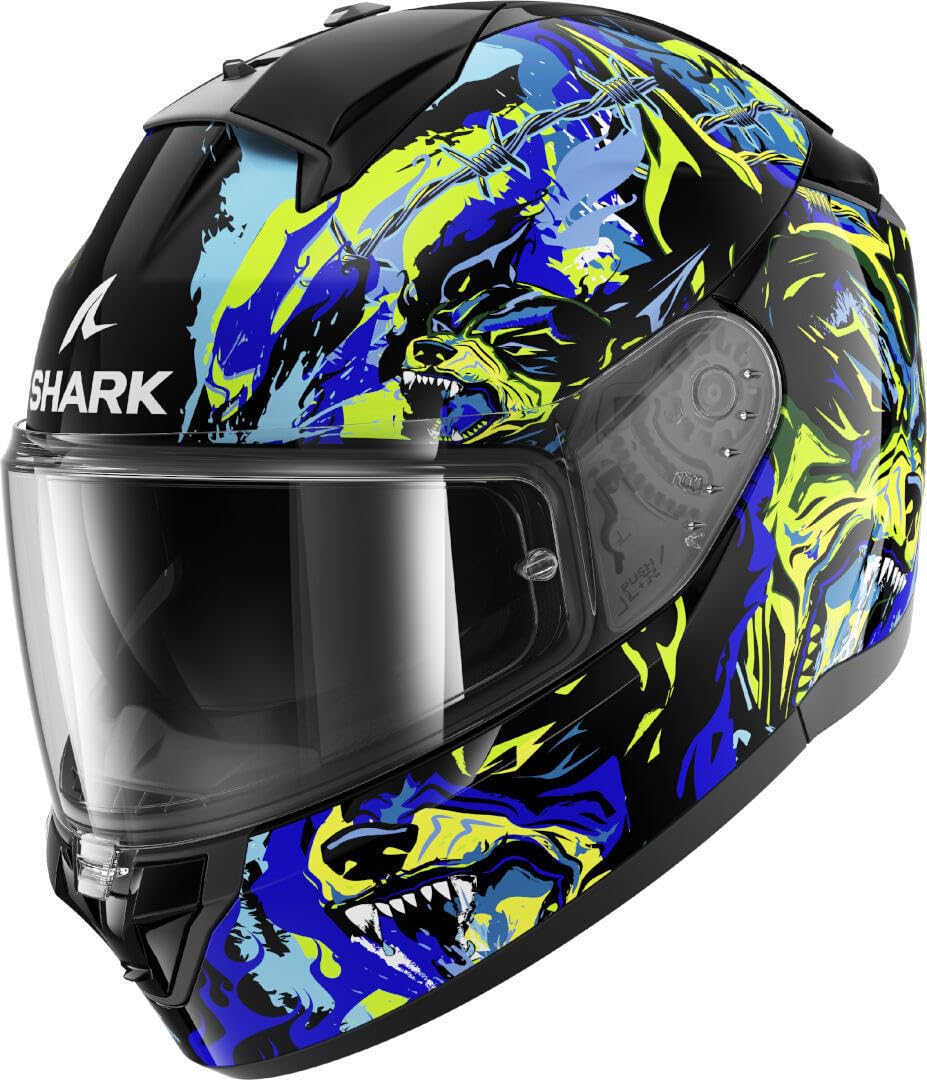 SHARK, Integraler Motorradhelm RIDILL 2 RAGING BEAST Black Blue Green KBG, XL von SHARK