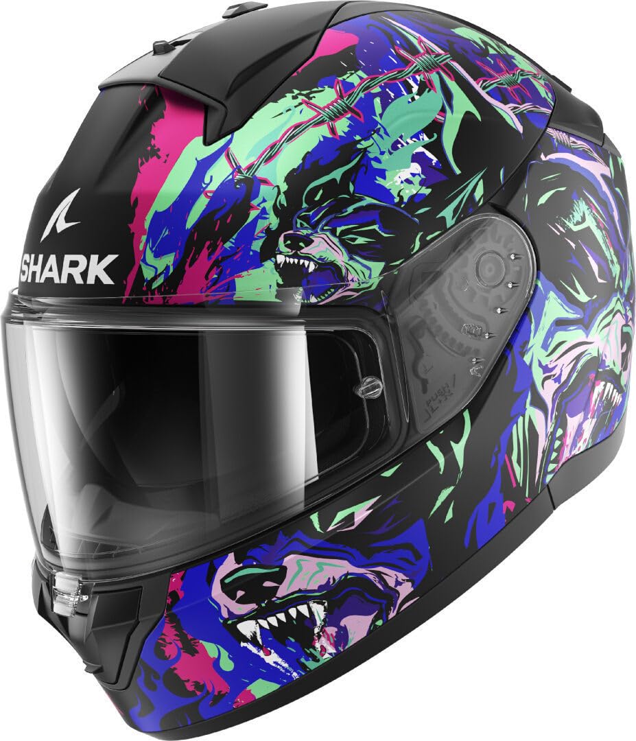 SHARK, Integraler Motorradhelm RIDILL 2 RAGING BEAST Black Violet Green KVG, M von SHARK