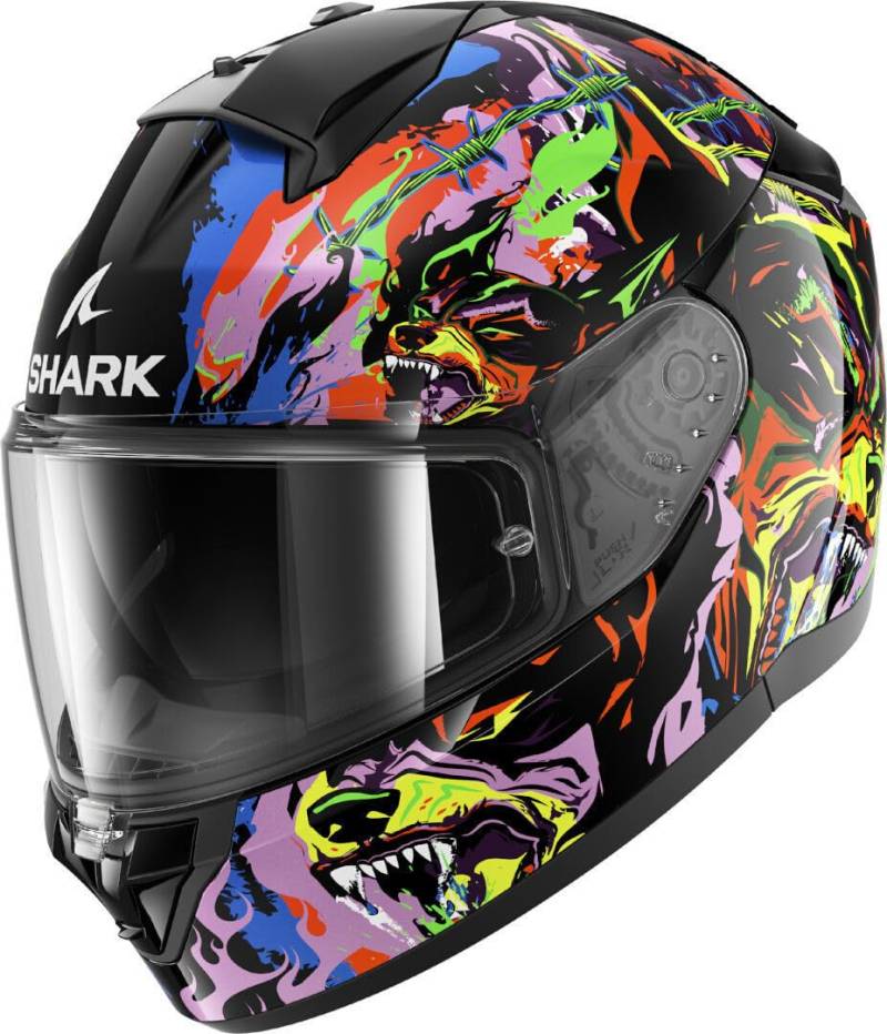 SHARK, Integraler Motorradhelm RIDILL 2 RAGING BEAST Black Violet Yellow KVY, XXL von SHARK