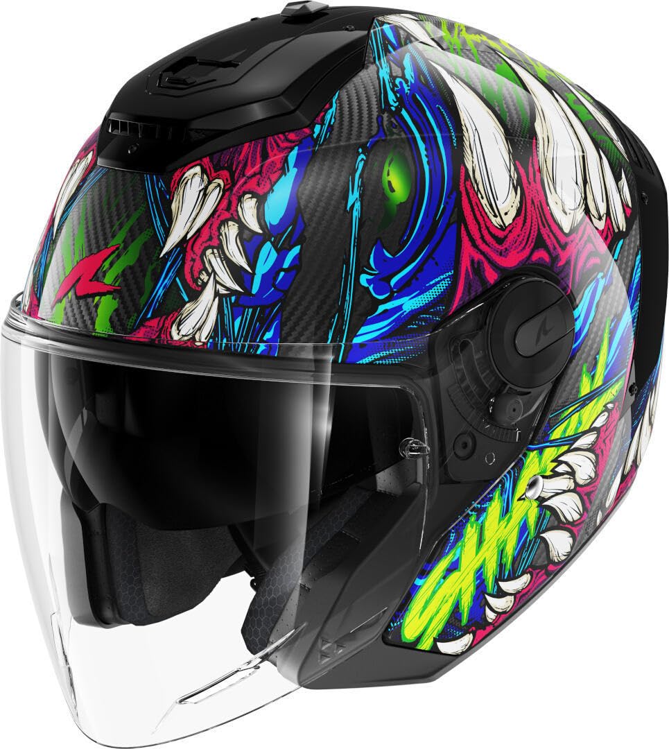 SHARK, Jet Motorradhelm RS JET CARBON SHAYTAN Black Green Violet KGV, XS von SHARK