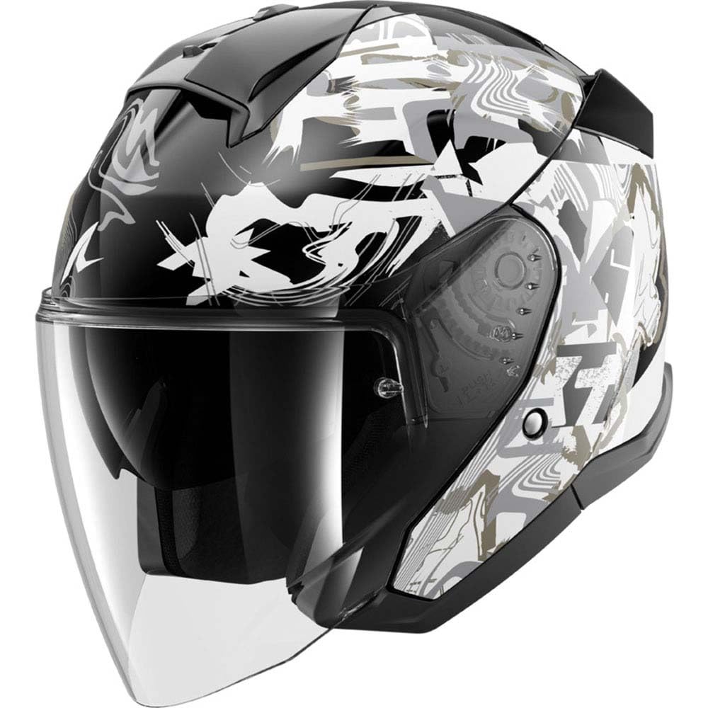 SHARK, Jet Motorradhelm SKWAL JET PRANZ Black White Gold KWQ, XL von SHARK