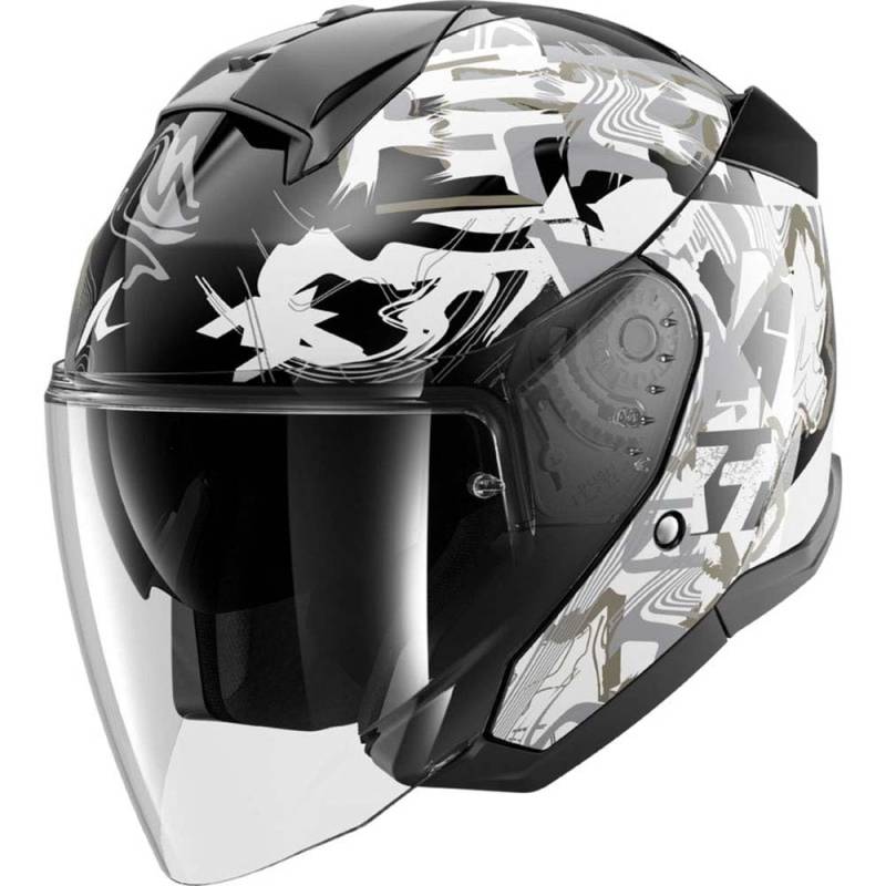 SHARK, Jet Motorradhelm SKWAL JET PRANZ Black White Gold KWQ, XS von SHARK