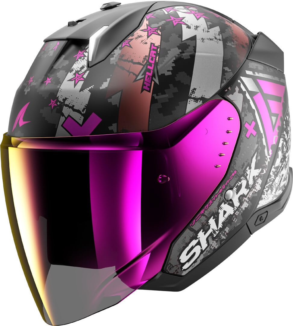 SHARK, Jet Motorradhelm SKWAL i3 JET HELLCAT Black Chrome Purple KUV, M von SHARK