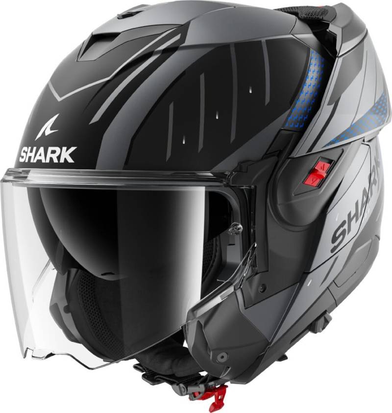 SHARK, Modularer Motorradhelm OXO RYDGER Anthracite Blue Black ABK, L von SHARK