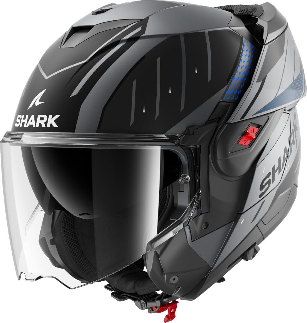 SHARK, Modularer Motorradhelm OXO RYDGER Anthracite Blue Black ABK, XL von SHARK