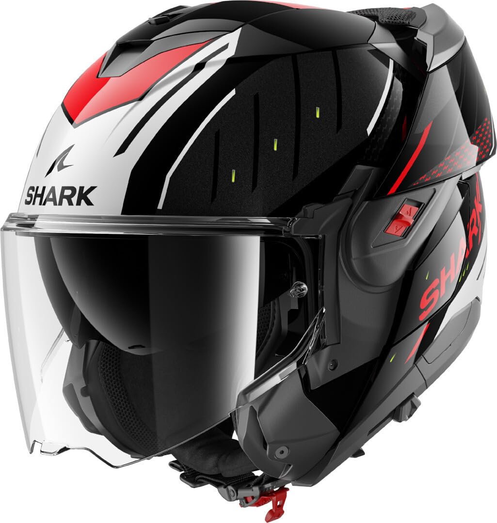 SHARK, Modularer Motorradhelm OXO RYDGER Black Silver Red KSR, L von SHARK