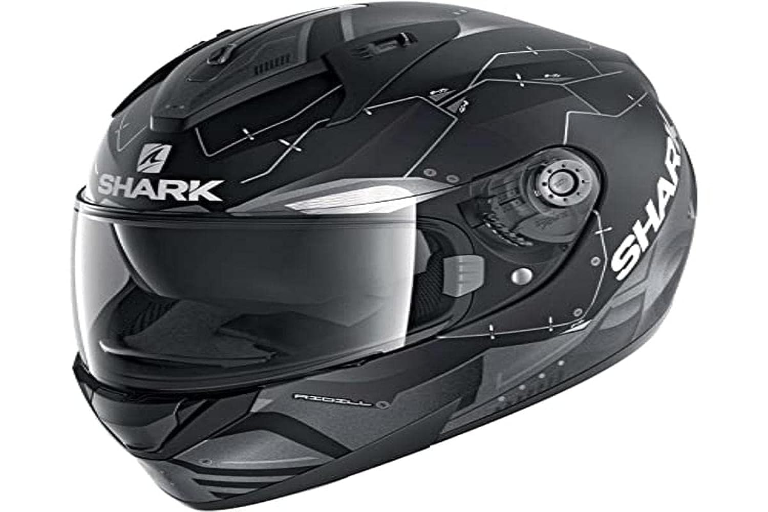 SHARK Herren NC Motorrad Helm, Schwarz/Grau, L von SHARK