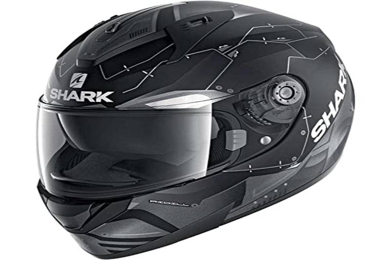 SHARK Herren NC Motorrad Helm, Schwarz/Grau, L von SHARK