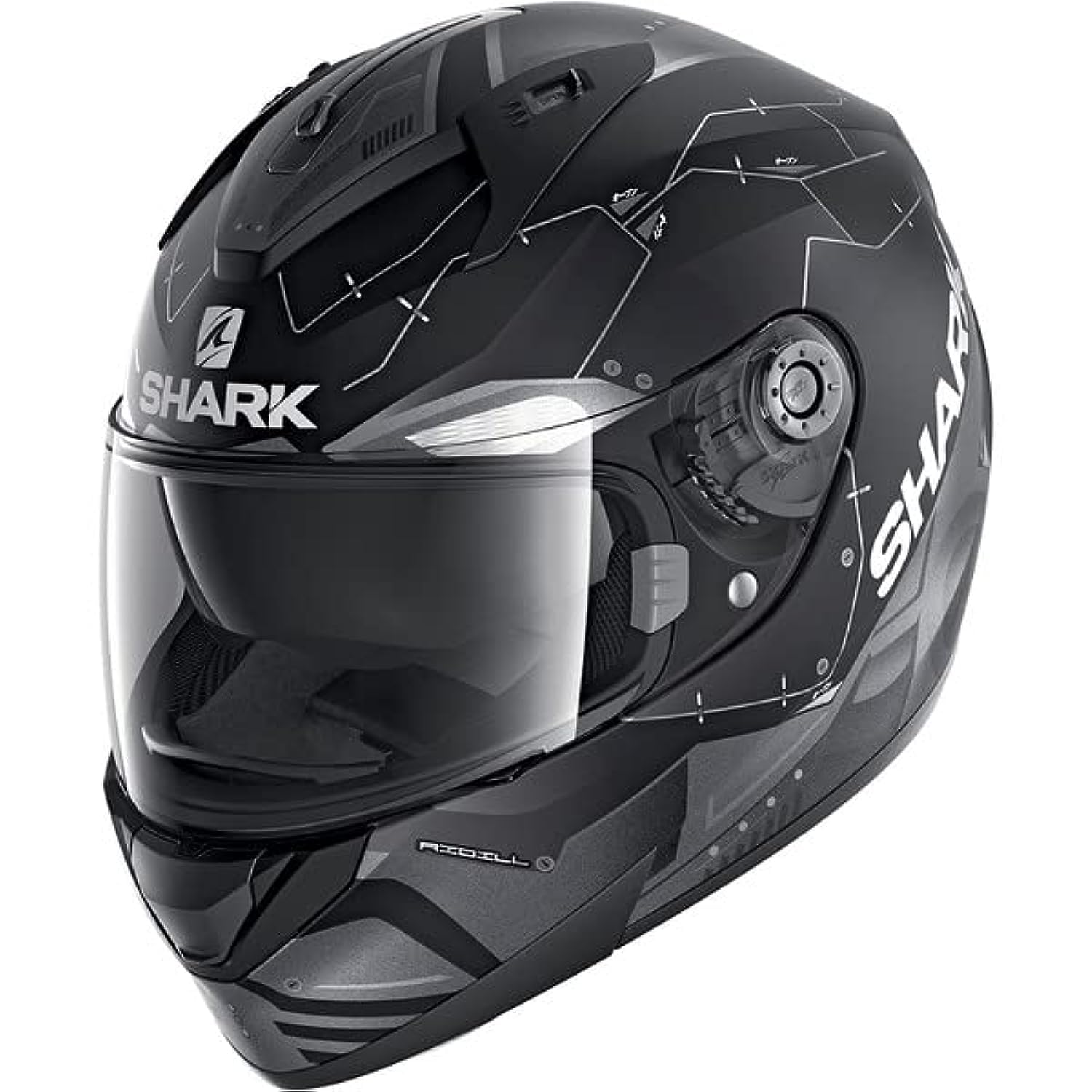 SHARK Herren NC Motorrad Helm, Schwarz/Grau, S von SHARK