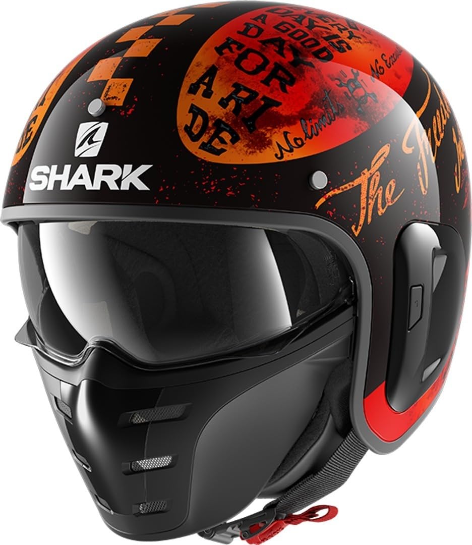 SHARK Herren NC Motorrad Helm, Schwarz/Orange, S von SHARK