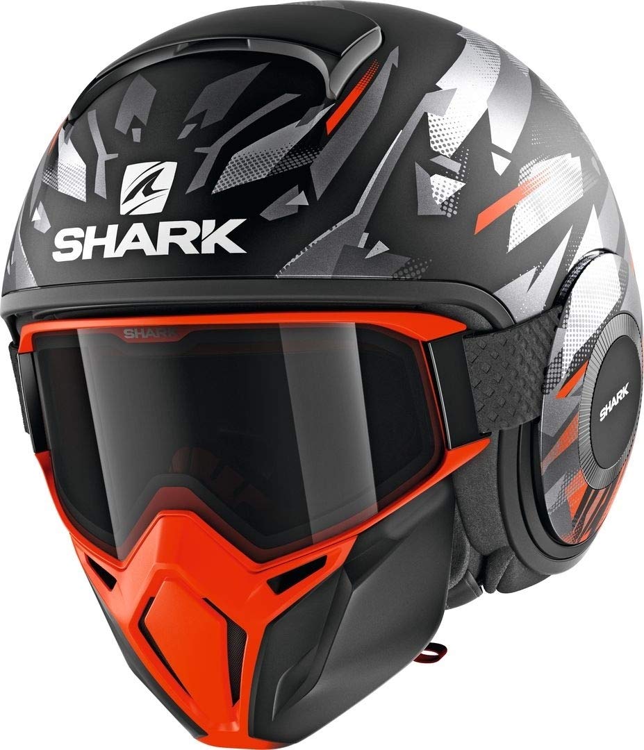 SHARK Herren NC Motorrad Helm, Schwarz/Orange, XS von SHARK