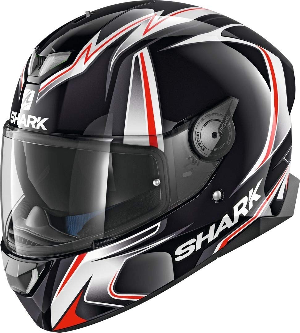 SHARK Herren NC Motorrad Helm, Schwarz/Weiss/Rot, S von SHARK