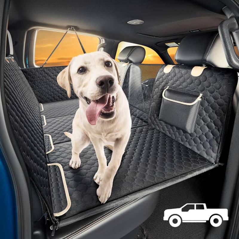 SHARLOVY Großer Hunde-Autositzbezug für Rücksitz mit Extender Harter Boden für LKWs, Hochleistungs-Hundehängematte für F150, Ram1500, Sierra, SUV, wasserdichtes Hundebett für Auto für aggressive Kauer von SHARLOVY