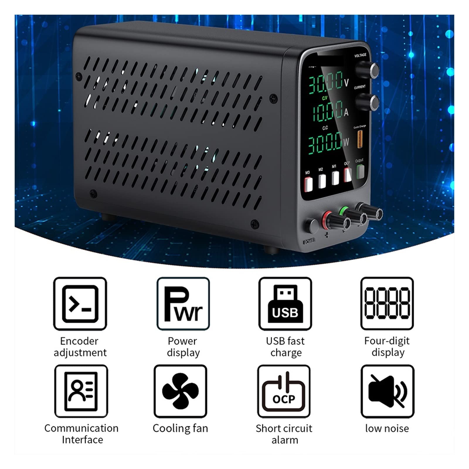 Stromversorgung, DC-Netzteil, 30 V, 10 A, Laborprogrammierbare Speicherfunktion, verstellbare Tischstromquelle, Spannungsreglerschalter, 60 V, 5 A(0-30V 0-10A) von SHEHUALI