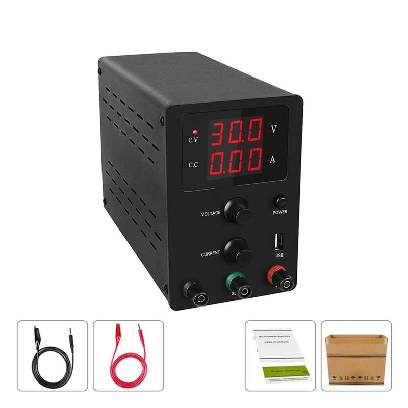 Stromversorgung, Schalt DC Labornetzteil Einstellbar 30V 10A Feinregulierung 0.001A 0.01V Geregelte Netzteile Stromstabilisator USB(R-SPS3010 Black 1) von SHEHUALI